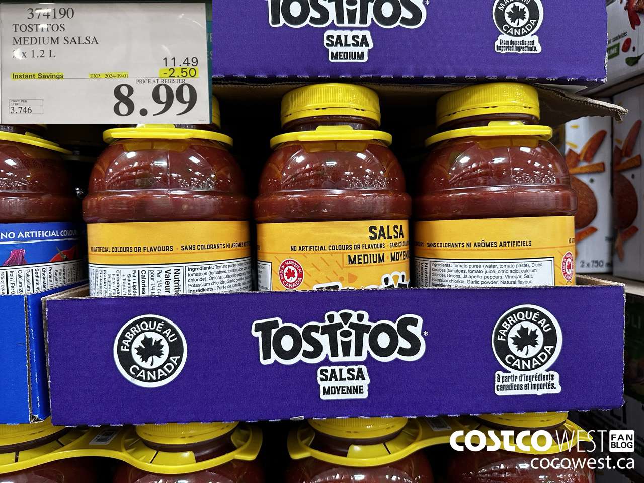 374190 TOSTITOS MEDIUM SALSA 2 X 1.2 L ($2.50 INSTANT SAVINGS EXPIRES ON 2024-09-01) $8.99