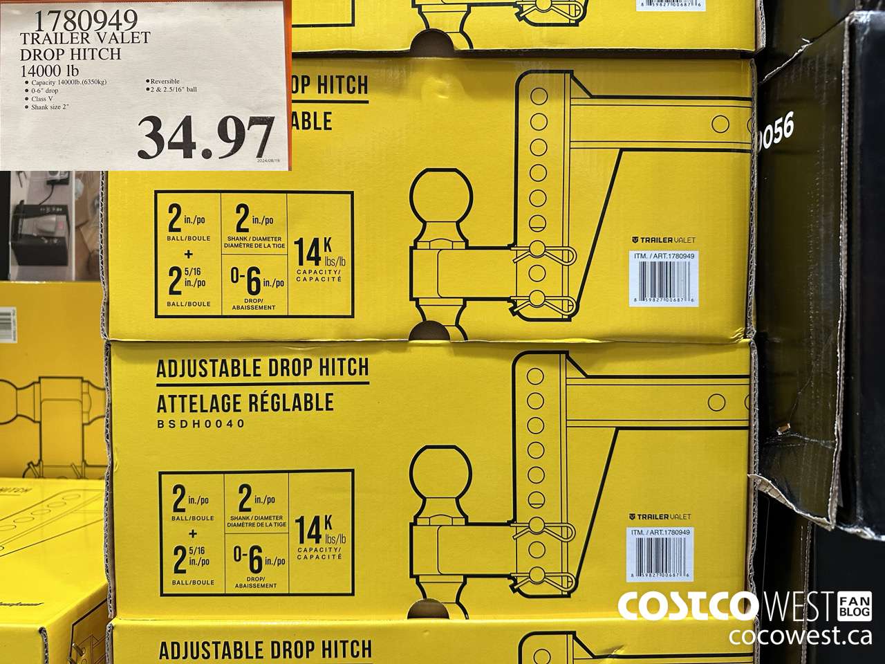 1780949 TRAILER VALET DROP HITCH 14000LB $34.97