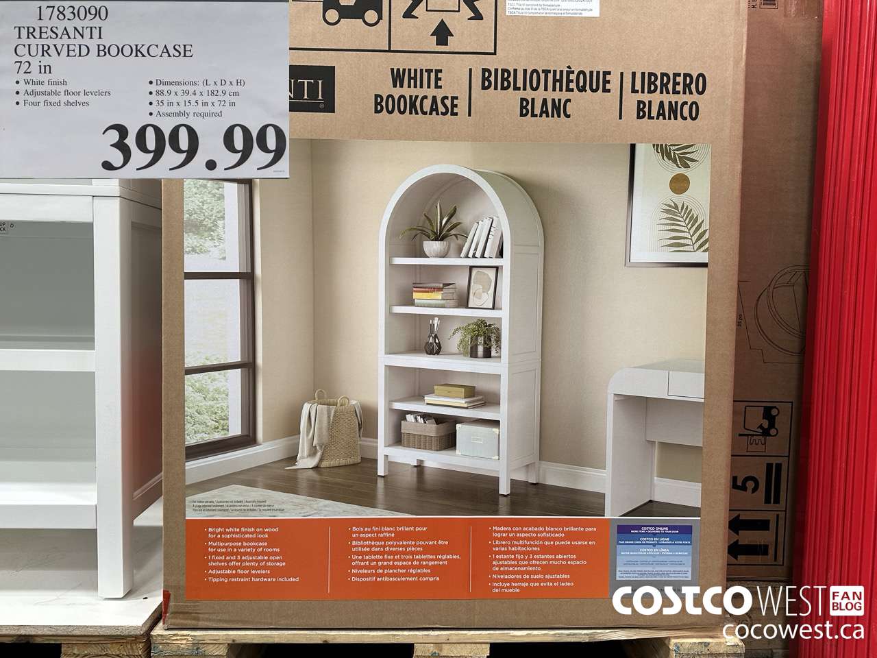 1783090 TRESANTI CURVED BOOKCASE 72IN $399.99