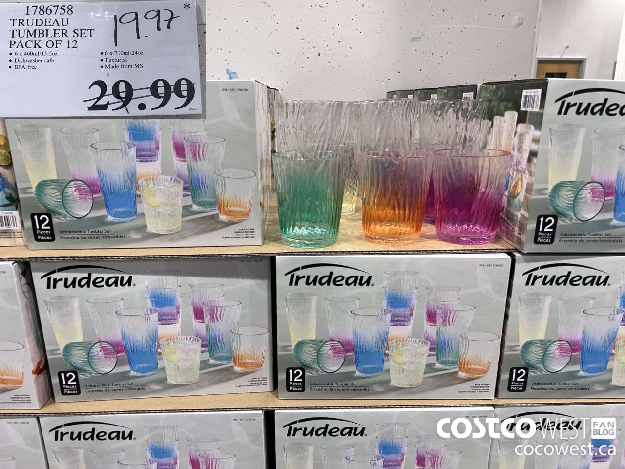 1786758 TRUDEAU TUMBLER SET PACK OF 12 $19.97