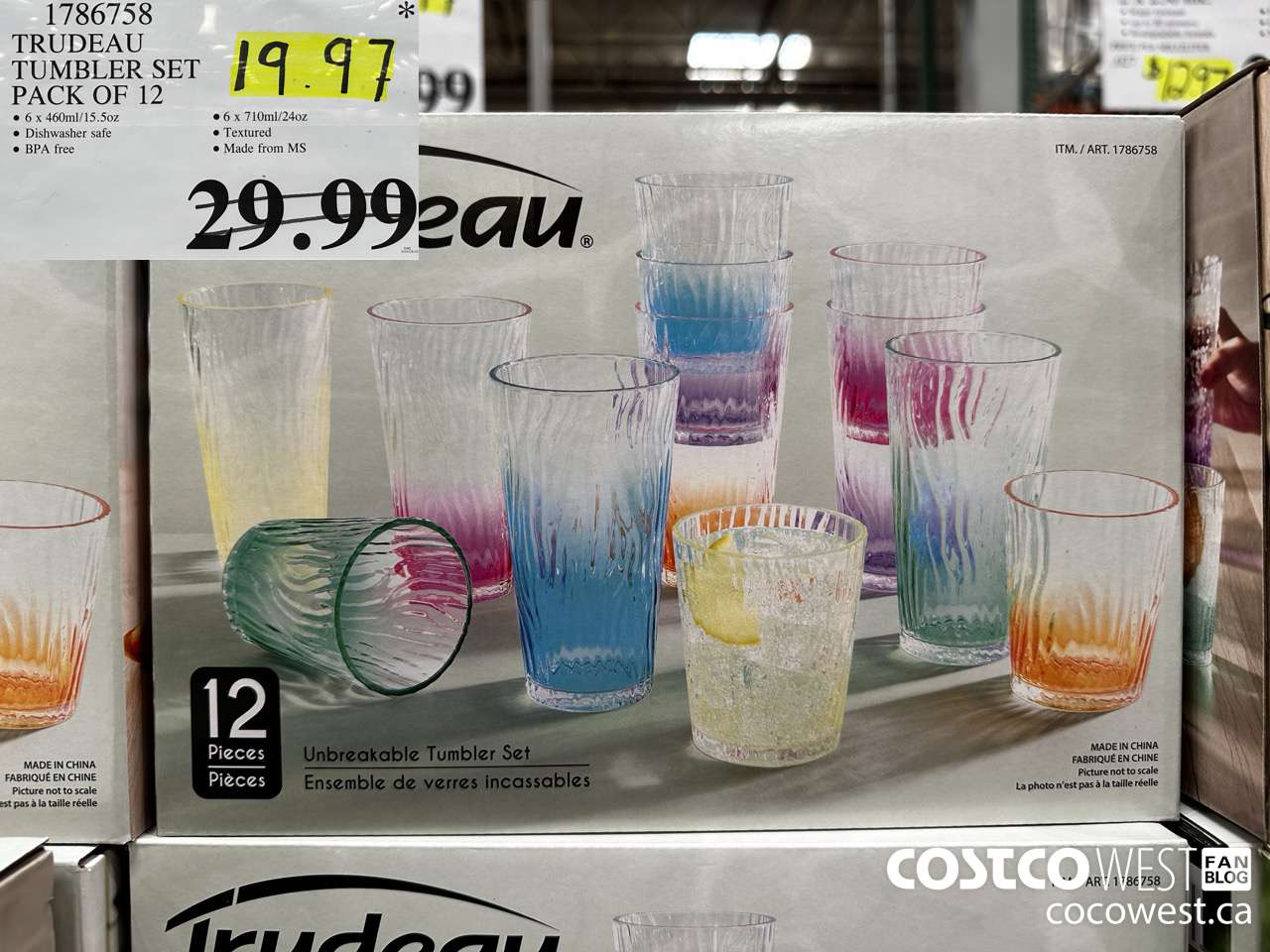 1786758 TRUDEAU TUMBLER SET PACK OF 12 $19.97