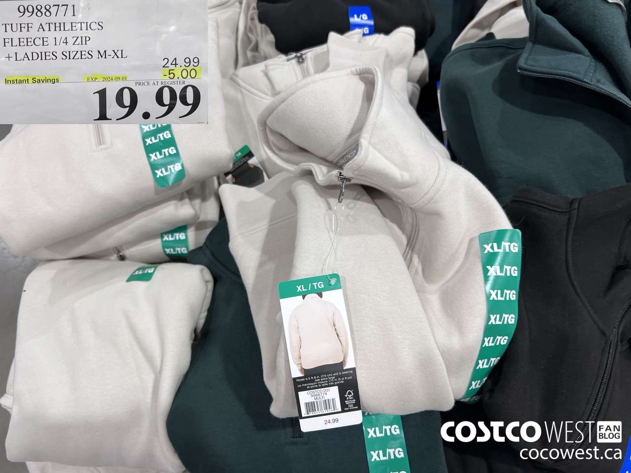 9988771 TUFF ATHLETICS FLEECE 1/4 ZIP LADIES SIZES M-XL ($5.00 INSTANT SAVINGS EXPIRES ON 2024-09-01) $19.99