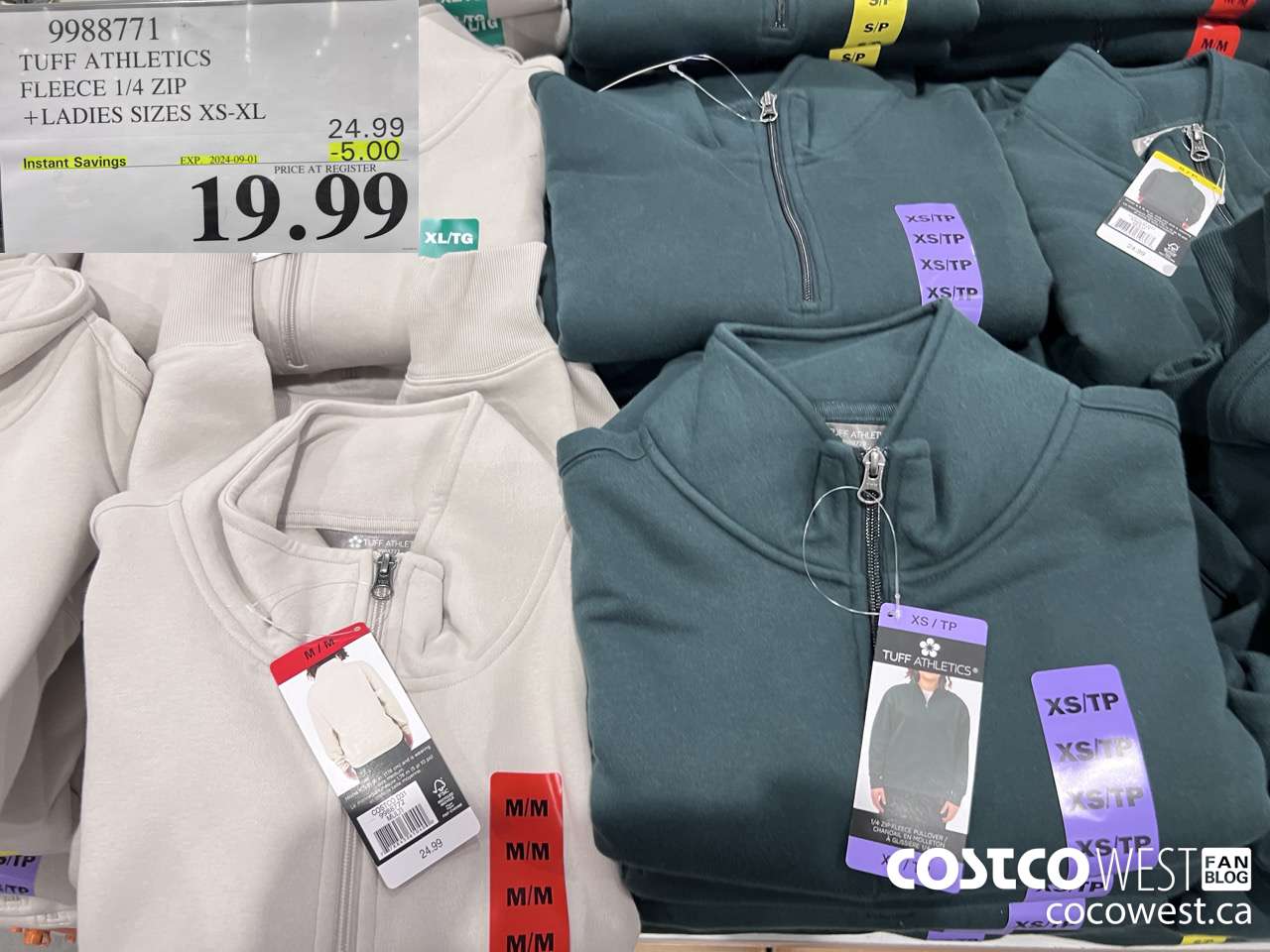 9988771 TUFF ATHLETICS FLEECE 1/4 ZIP LADIES SIZES XS-XL ($5.00 INSTANT SAVINGS EXPIRES ON 2024-09-01) $19.99