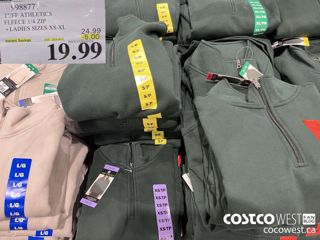 9988771 TUFF ATHLETICS FLEECE 1/4 ZIP LADIES SIZES XS-XL ($5.00 INSTANT SAVINGS EXPIRES ON 2024-09-01) $19.99