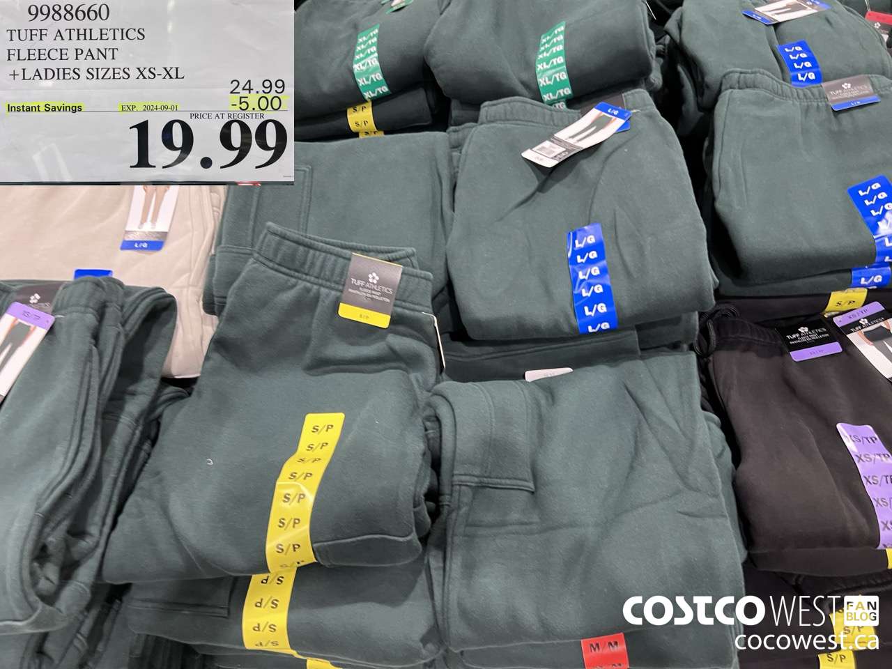 9988660 TUFF ATHLETICS FLEECE PANT LADIES SIZES XS-XL ($5.00 INSTANT SAVINGS EXPIRES ON 2024-09-01) $19.99