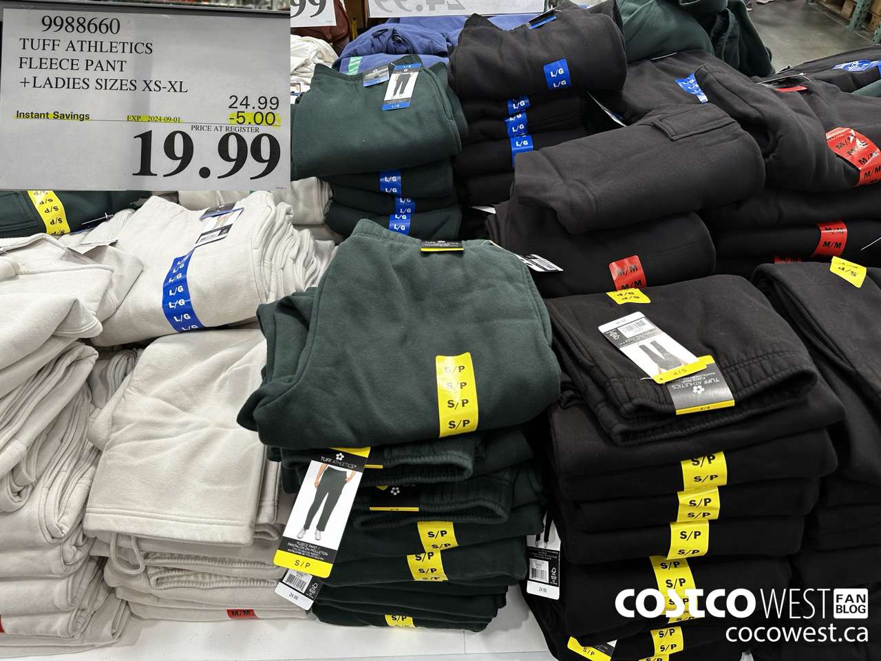 9988660 TUFF ATHLETICS FLEECE PANT LADIES SIZES XS-XL ($5.00 INSTANT SAVINGS EXPIRES ON 2024-09-01) $19.99