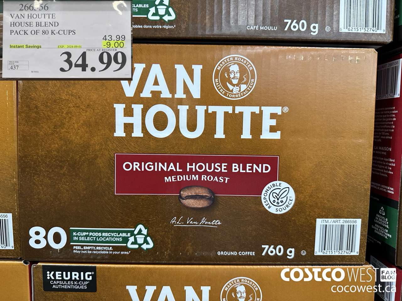 266556 VAN HOUTTE HOUSE BLEND K-CUPS 80 COUNT ($9.00 INSTANT SAVINGS EXPIRES ON 2024-09-01) $34.99