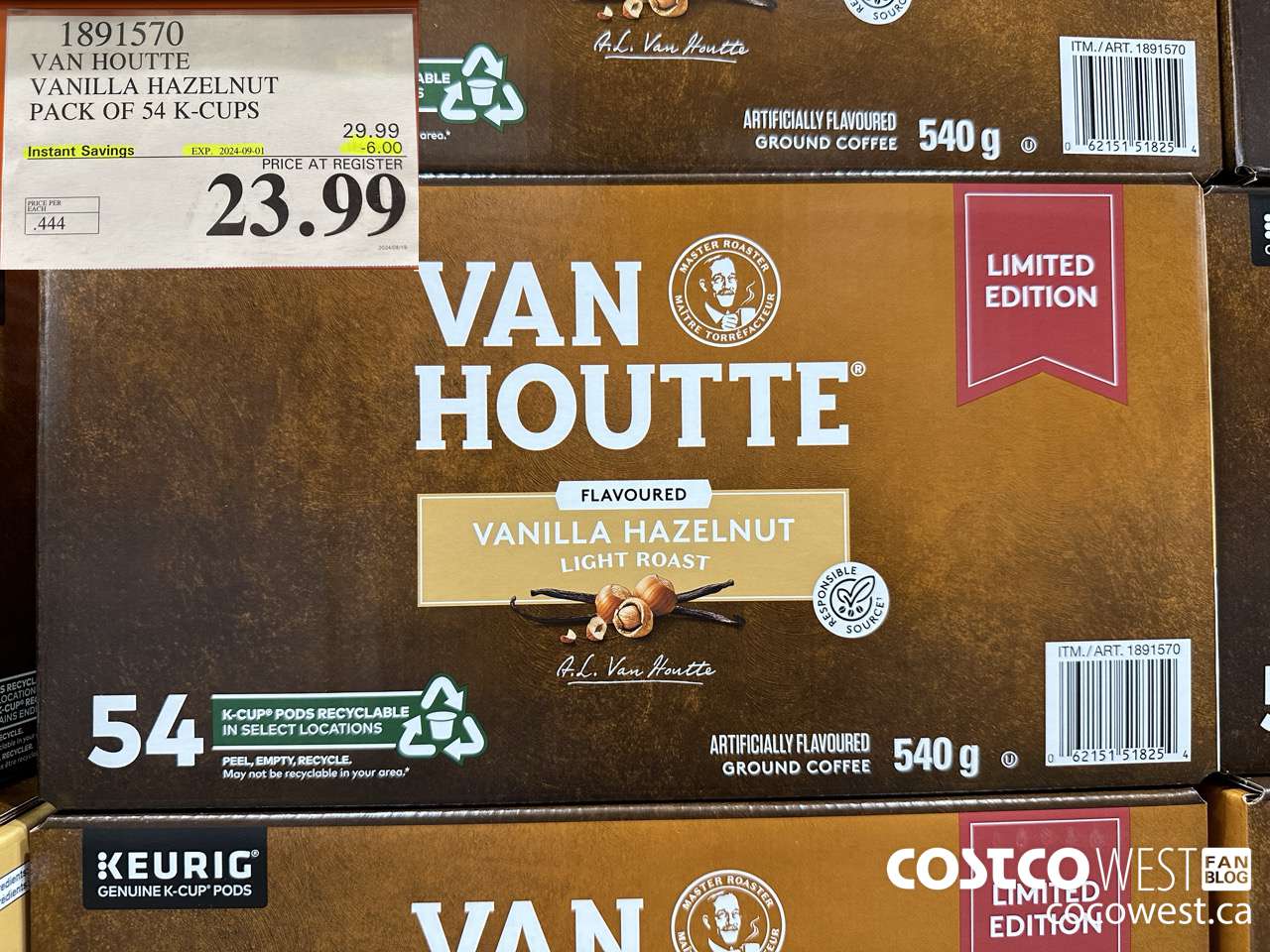 1891570 VAN HOUTTE VANILLA HAZELNUT PACK OF 54 K-CUPS ($6.00 INSTANT SAVINGS EXPIRES ON 2024-09-01) $23.99