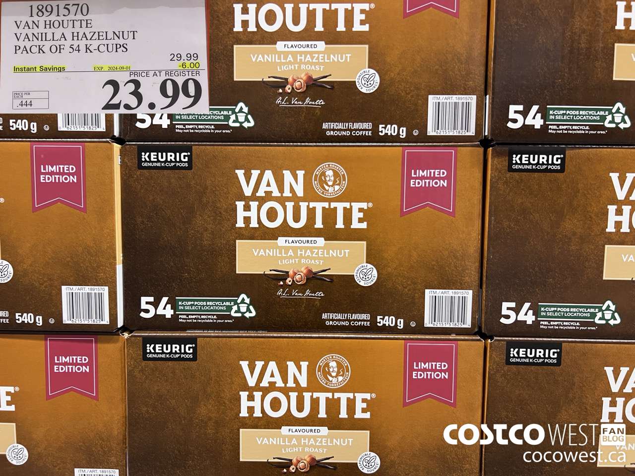 1891570 VAN HOUTTE VANILLA HAZELNUT PACK OF 54 K-CUPS ($6.00 INSTANT SAVINGS EXPIRES ON 2024-09-01) $23.99