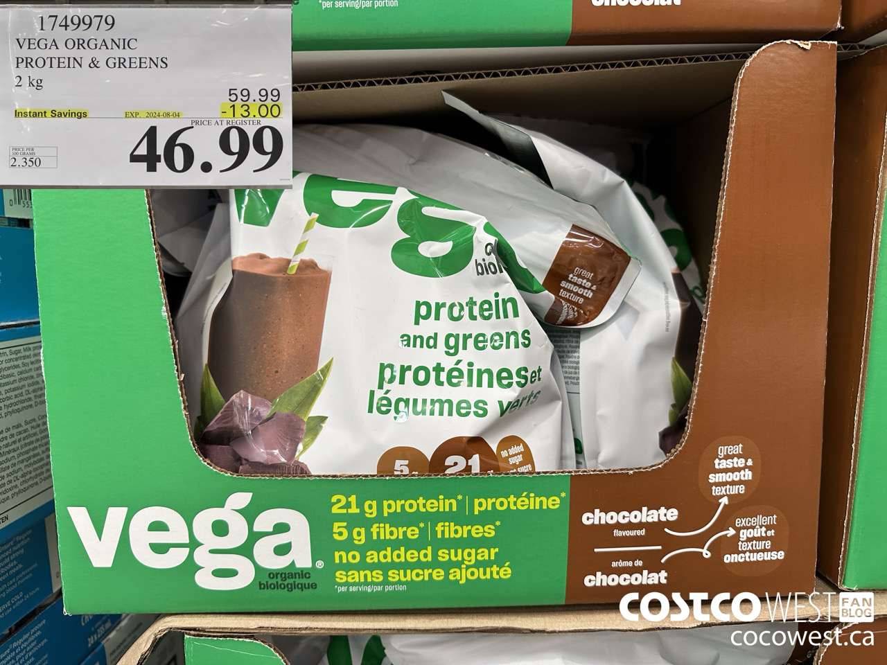 1749979 VEGA ORGANIC PROTEIN & GREENS 2 KG ($13.00 INSTANT SAVINGS EXPIRES ON 2024-08-04) $46.99