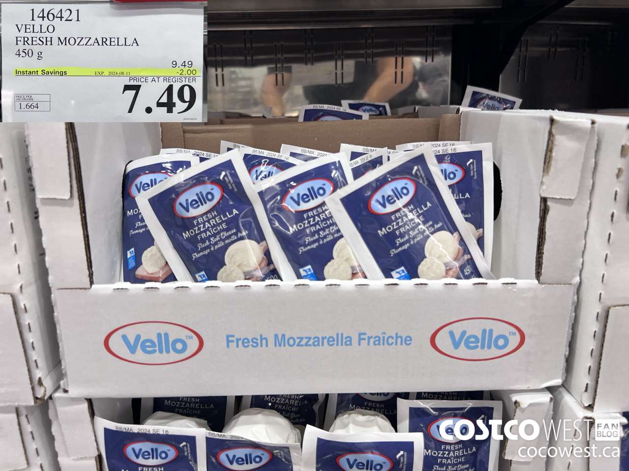 146421 VELLO FRESH MOZZARELLA 450 G ($2.00 INSTANT SAVINGS EXPIRES ON 2024-08-11) $7.49