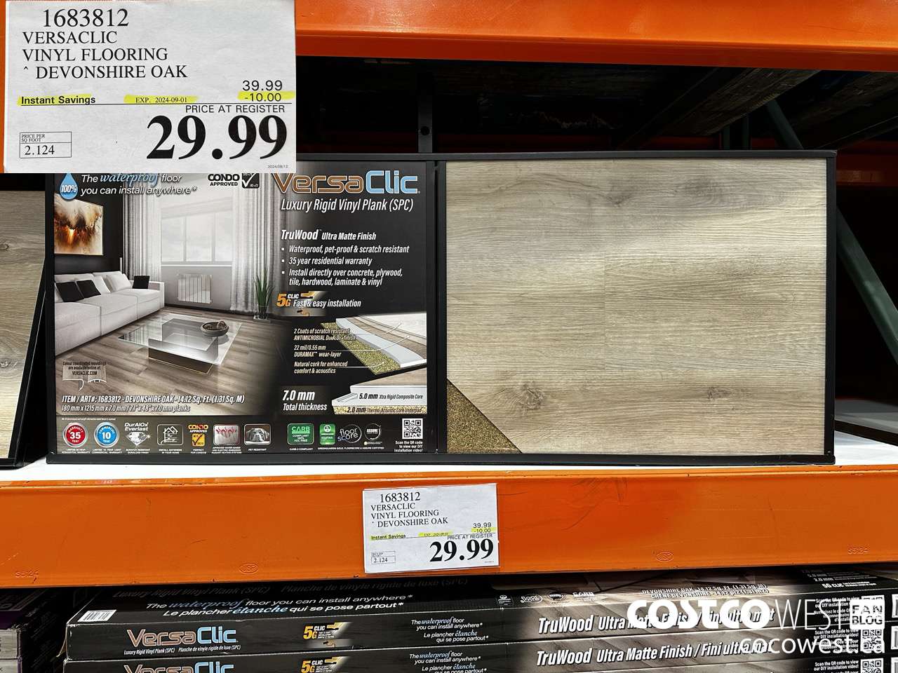 1683812 VERSACLIC VINYL FLOORING DEVONSHIRE OAK ($10.00 INSTANT SAVINGS EXPIRES ON 2024-09-01) $29.99