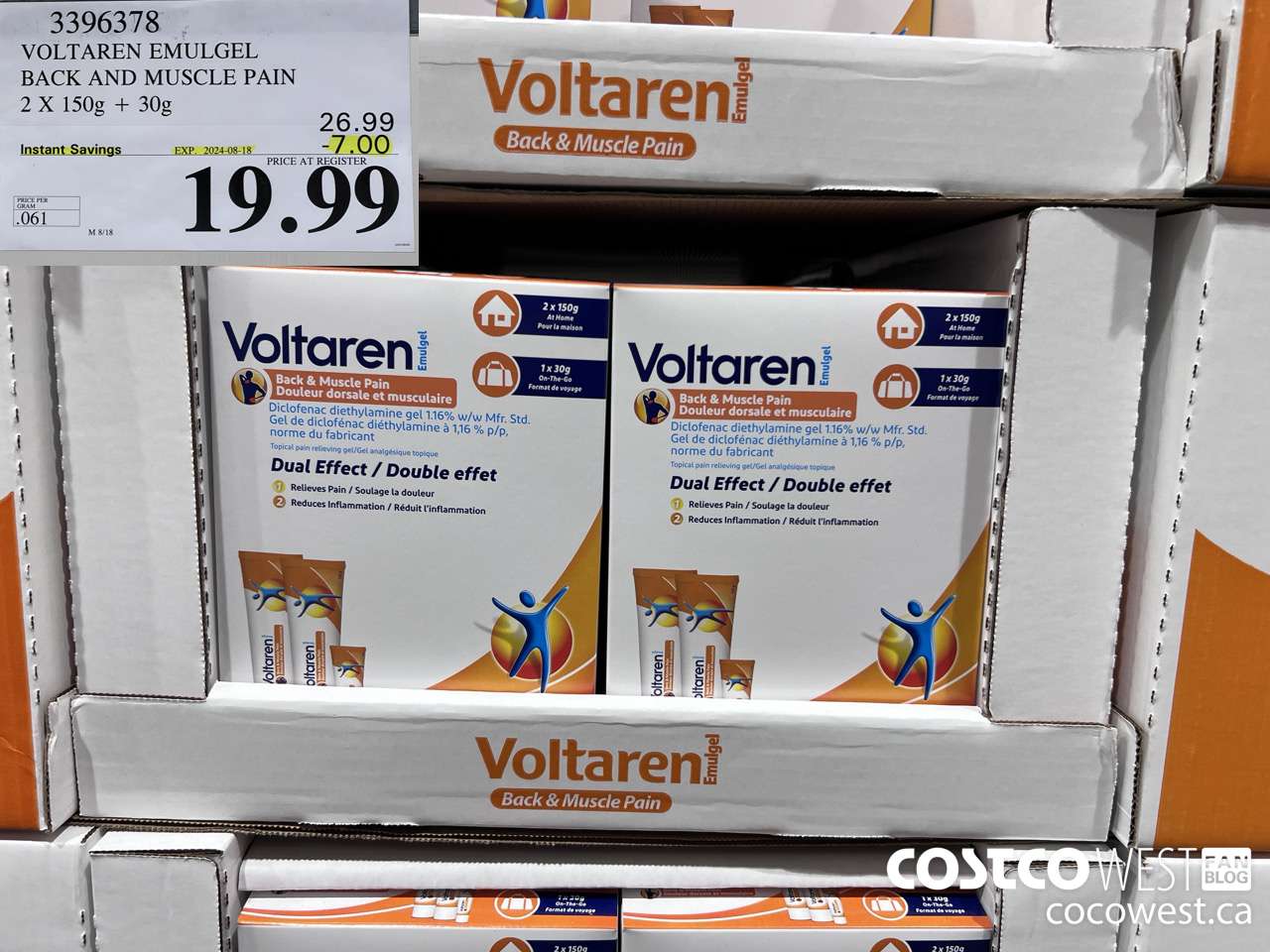 3396378 VOLTAREN EMULGEL BACK AND MUSCLE PAIN 2 X 150g + 30g ($7.00 INSTANT SAVINGS EXPIRES ON 2024-08-18) $19.99