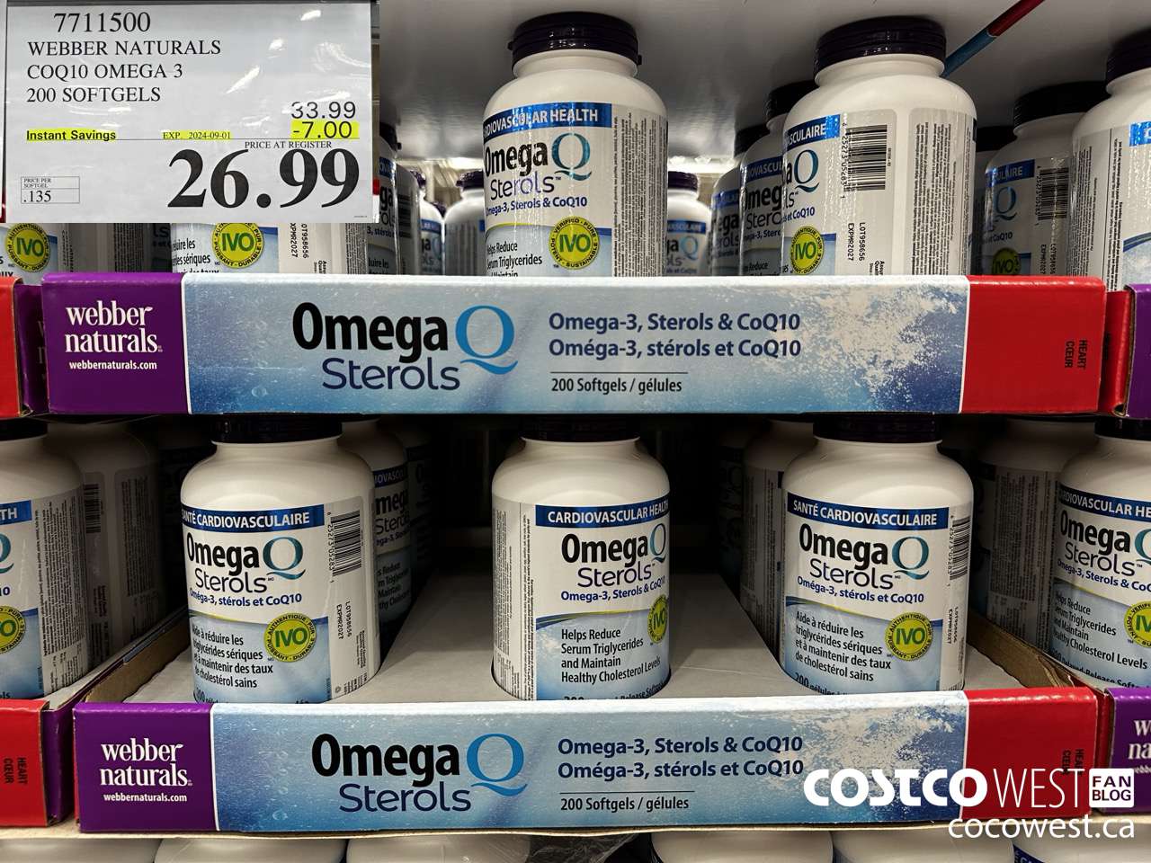7711500 WEBBER NATURALS COQ10 OMEGA 3 200 SOFTGELS ($7.00 INSTANT SAVINGS EXPIRES ON 2024-09-01) $26.99