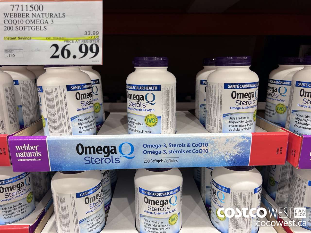 7711500 WEBBER NATURALS COQ10 OMEGA 3 200 SOFTGELS ($7.00 INSTANT SAVINGS EXPIRES ON 2024-09-01) $26.99