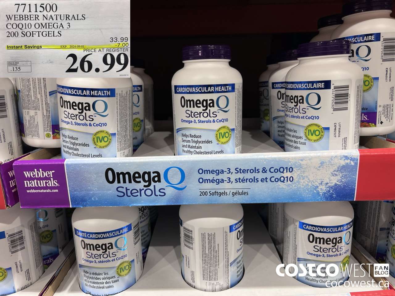 7711500 WEBBER NATURALS COQ10 OMEGA 3 200 SOFTGELS ($7.00 INSTANT SAVINGS EXPIRES ON 2024-09-01) $26.99