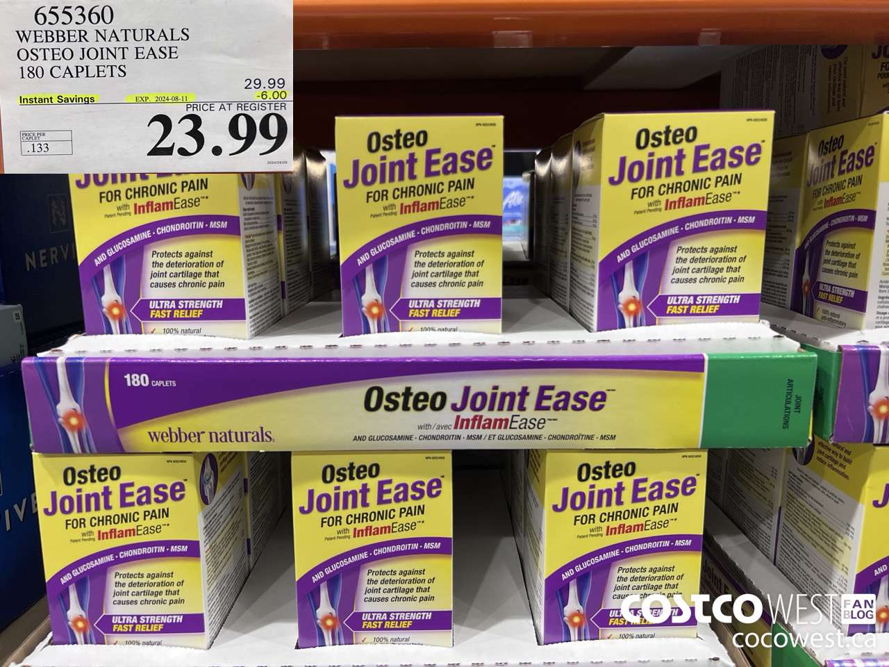 655360 WEBBER NAURALS OSTEO JOINT EASE 180 CAPLETS ($6.00 INSTANT SAVINGS EXPIRES ON 2024-08-11) $23.99