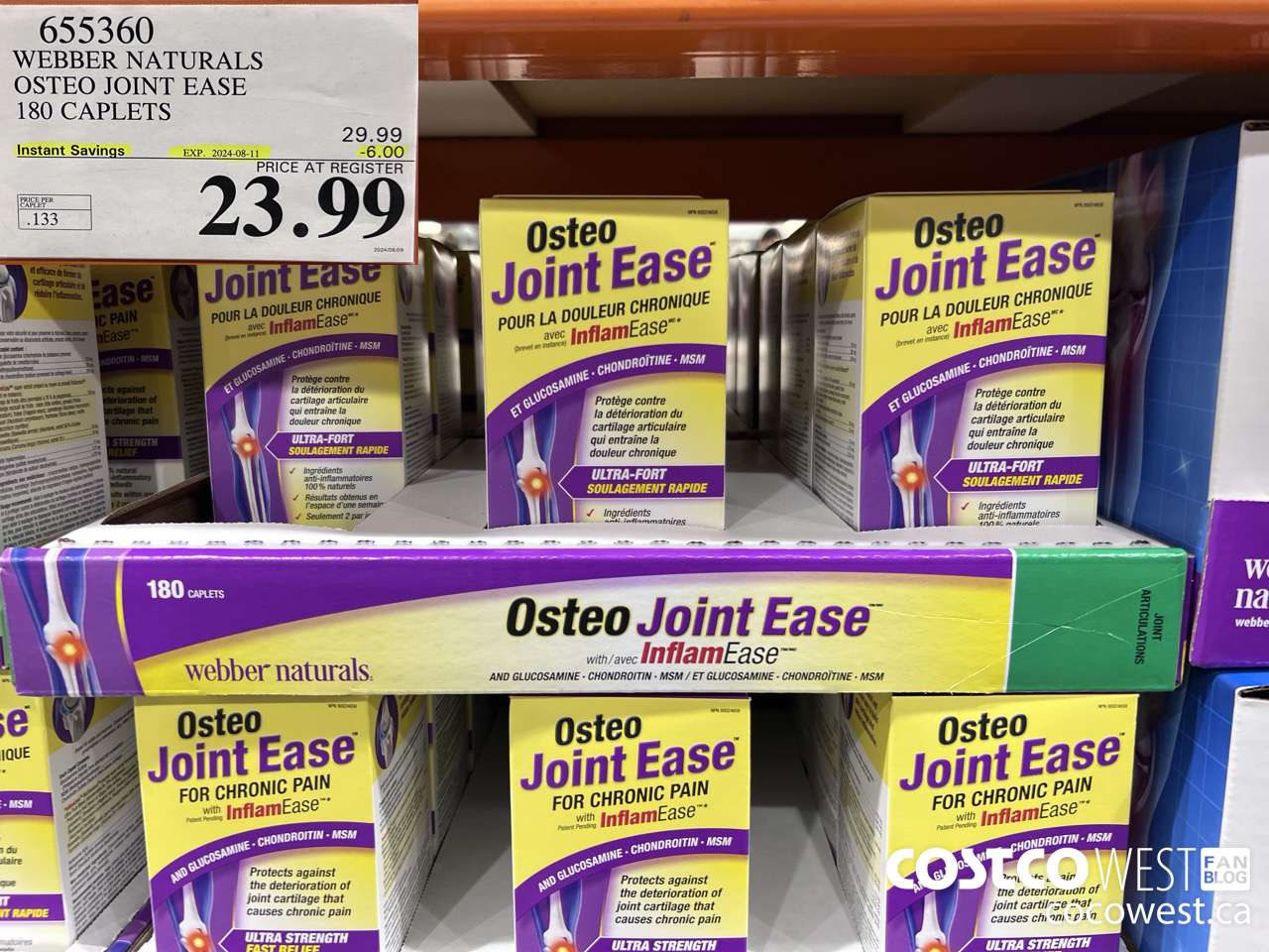 655360 WEBBER NAURALS OSTEO JOINT EASE 180 CAPLETS ($6.00 INSTANT SAVINGS EXPIRES ON 2024-08-11) $23.99
