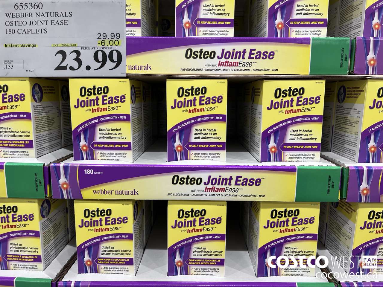 655360 WEBBER NAURALS OSTEO JOINT EASE 180 CAPLETS ($6.00 INSTANT SAVINGS EXPIRES ON 2024-09-01) $23.99