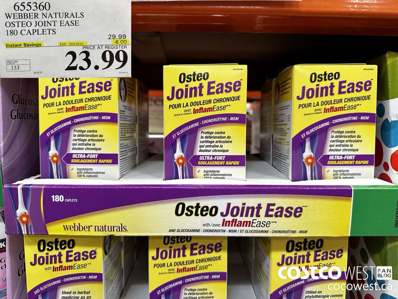 655360 WEBBER NAURALS OSTEO JOINT EASE 180 CAPLETS ($6.00 INSTANT SAVINGS EXPIRES ON 2024-09-01) $23.99