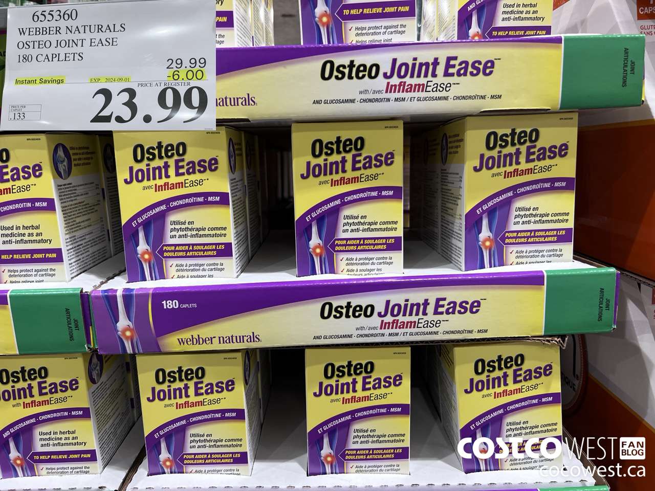 655360 WEBBER NAURALS OSTEO JOINT EASE 180 CAPLETS ($6.00 INSTANT SAVINGS EXPIRES ON 2024-09-01) $23.99