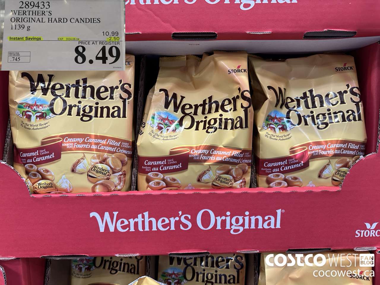 289433 WERTHER'S ORIGINAL HARD CANDIES 1139G ($2.50 INSTANT SAVINGS EXPIRES ON 2024-08-04) $8.49