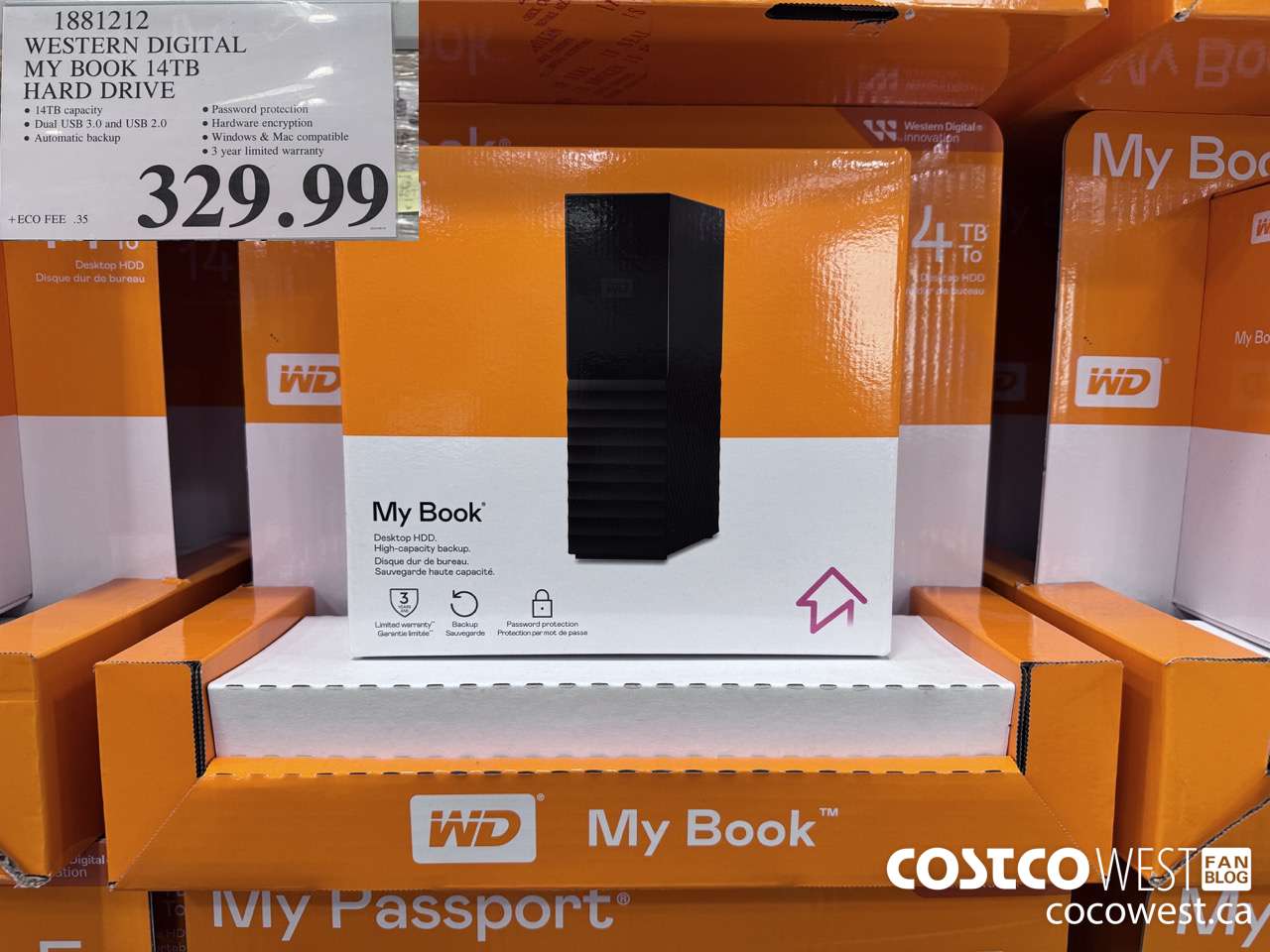 1881212 WESTERN DIGITAL MY BOOK 14TB HARD DRIVE $329.99