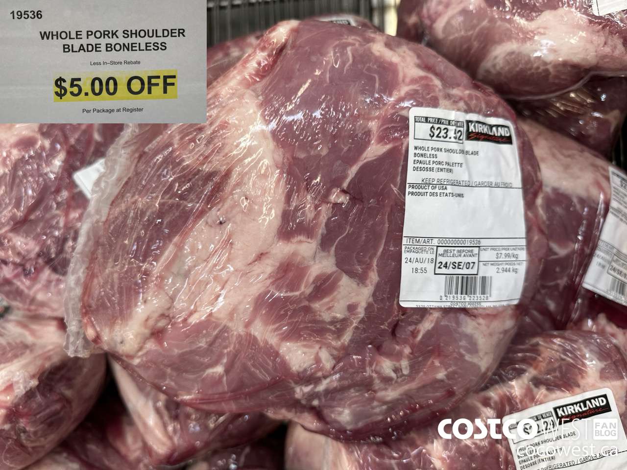 19536 WHOLE PORK SHOULDER BLADE BONELESS ($5.00 INSTANT SAVINGS)