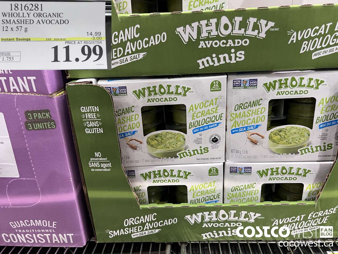 1816281 WHOLLY ORGANIC SMASHED AVOCADO 12 X 57G ($3.00 INSTANT SAVINGS EXPIRES ON 2024-09-01) $11.99