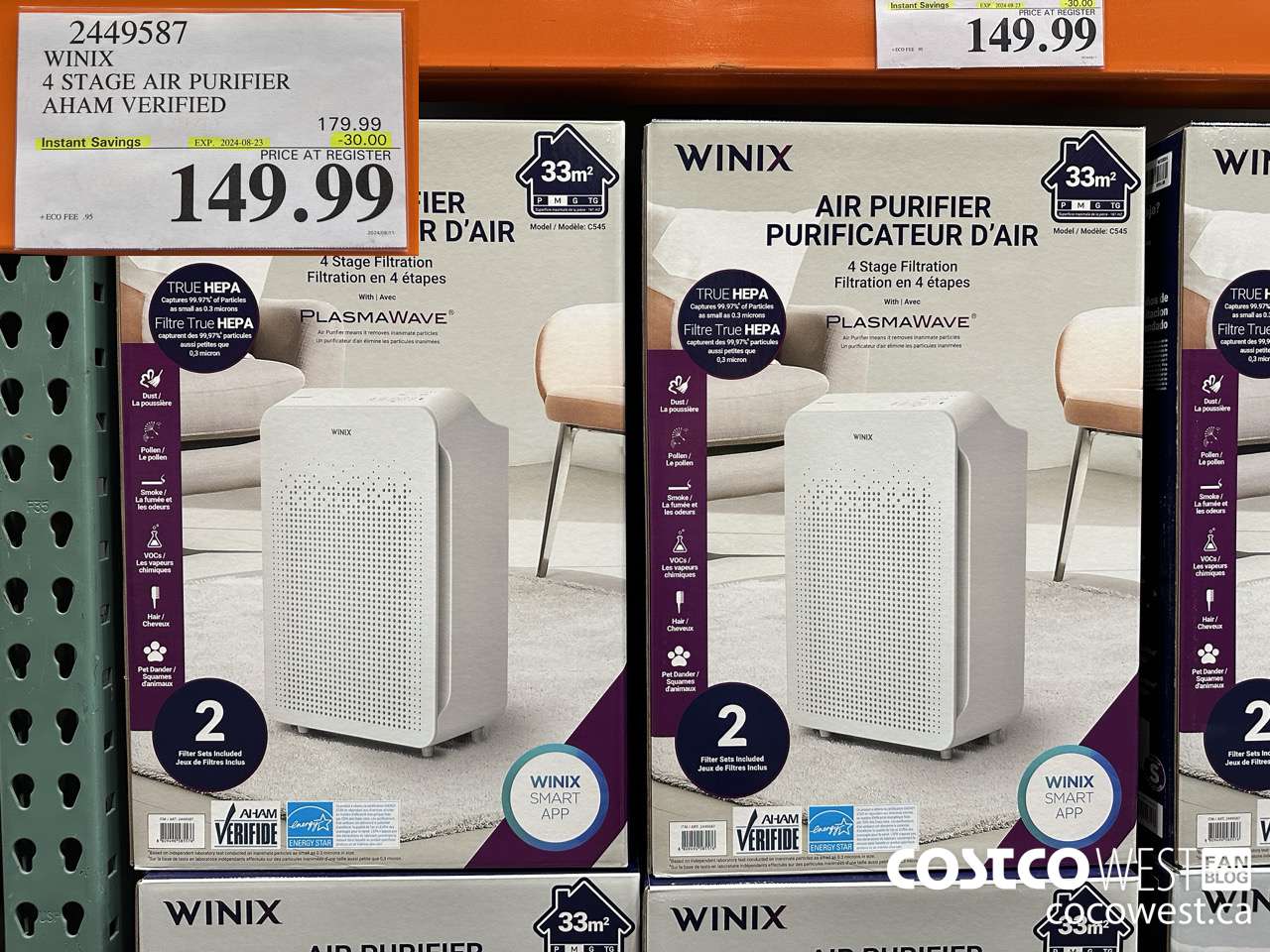 2449587 WINIX 4 STAGE AIR PURIFIER AHAM VERIFIED ($30.00 INSTANT SAVINGS EXPIRES ON 2024-08-23) $149.99