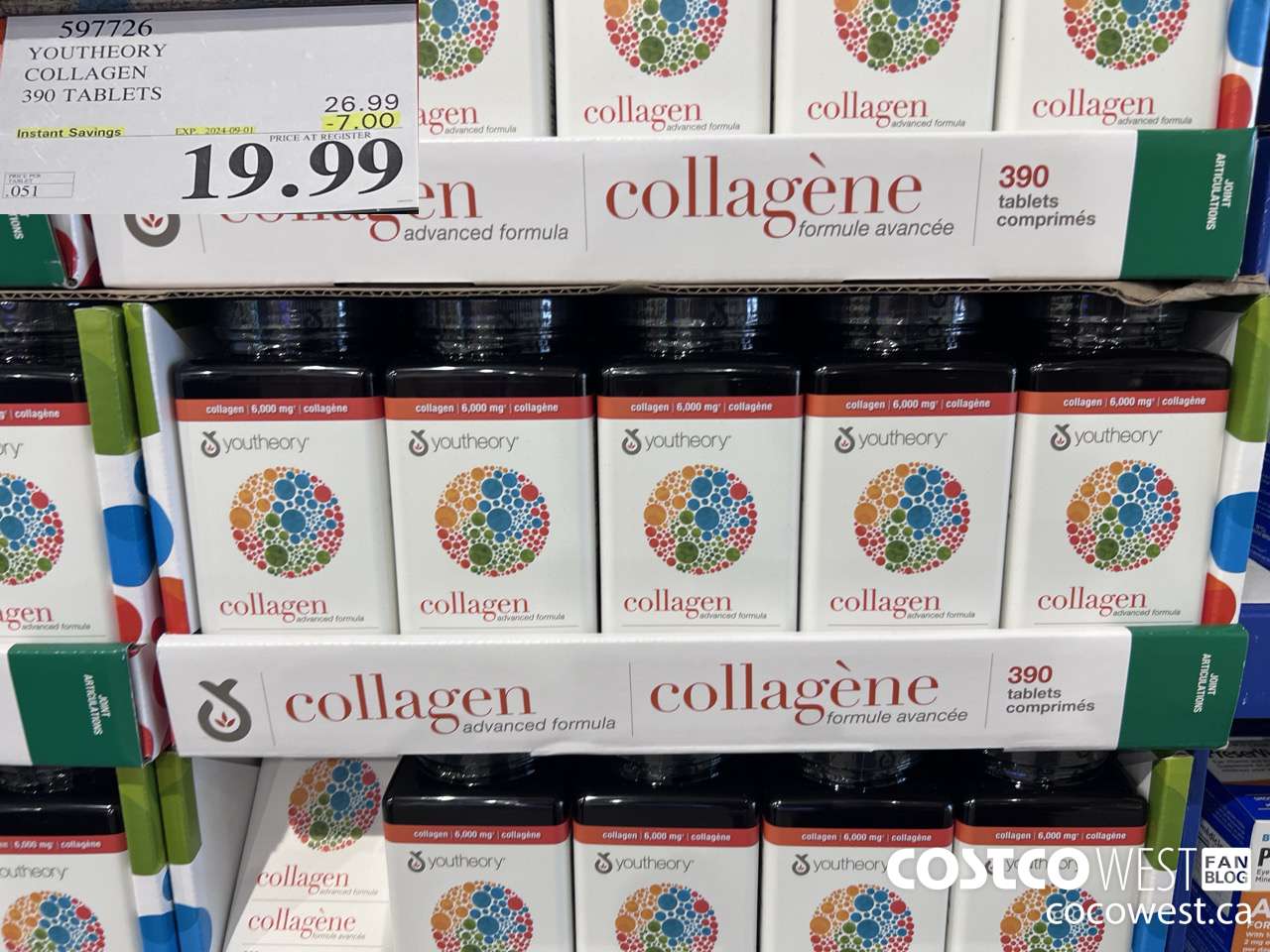 597726 YOUTHEORY COLLAGEN 390 TABLETS ($7.00 INSTANT SAVINGS EXPIRES ON 2024-09-01) $19.99