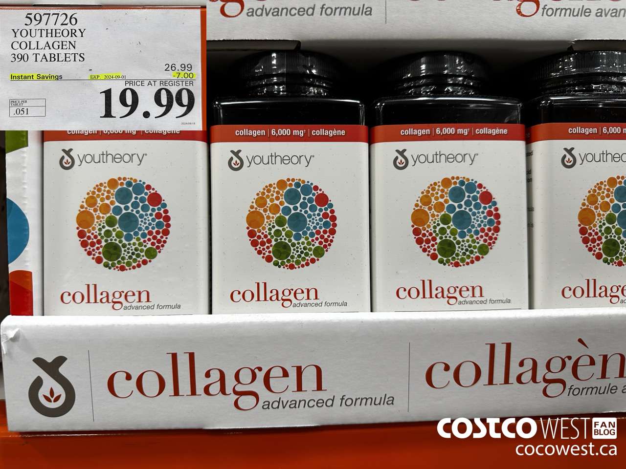 597726 YOUTHEORY COLLAGEN 390 TABLETS ($7.00 INSTANT SAVINGS EXPIRES ON 2024-09-01) $19.99
