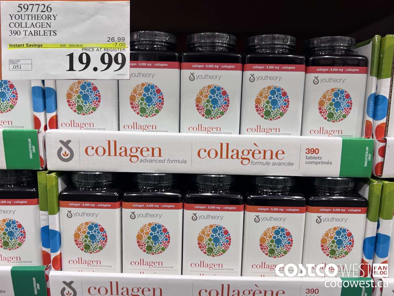 597726 YOUTHEORY COLLAGEN 390 TABLETS ($7.00 INSTANT SAVINGS EXPIRES ON 2024-09-01) $19.99