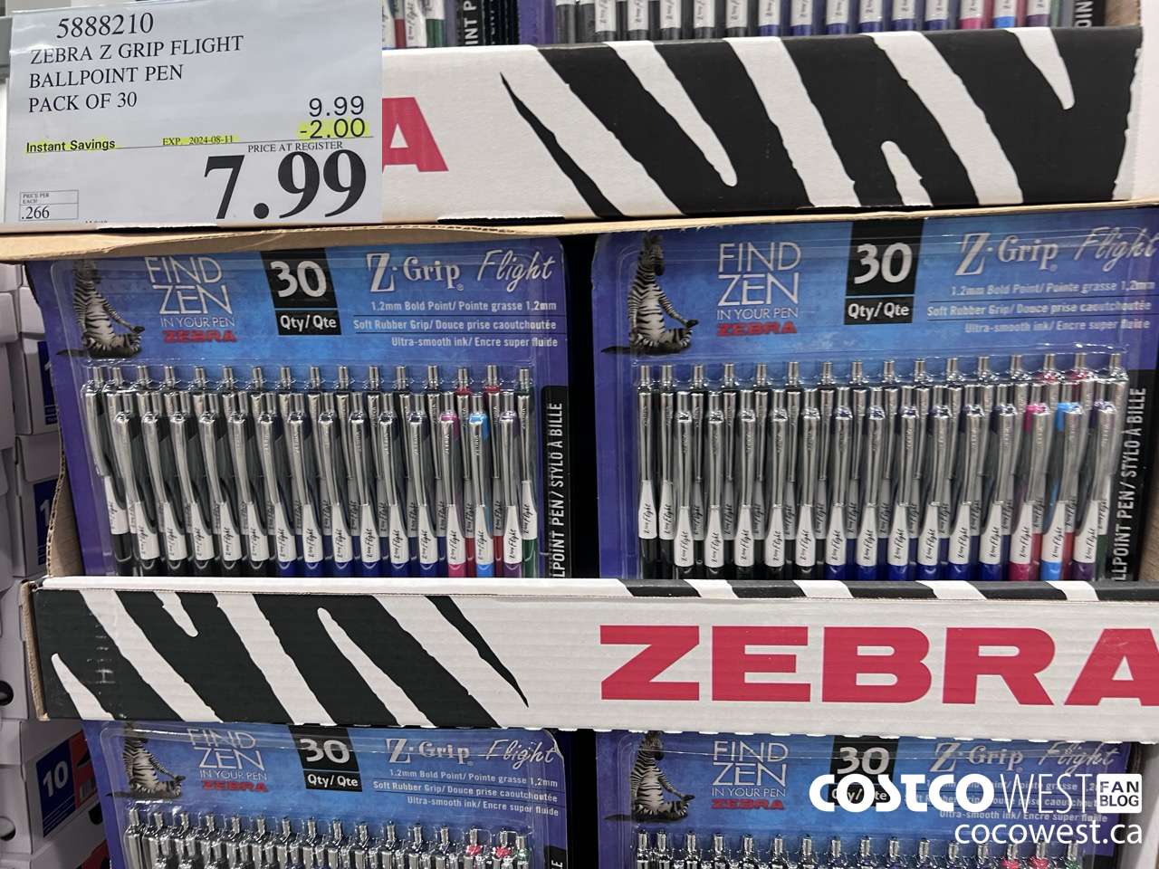 5888210 ZEBRA Z GRIP FLIGHT PENS PACK OF 30 ($2.00 INSTANT SAVINGS EXPIRES ON 2024-08-11) $7.99