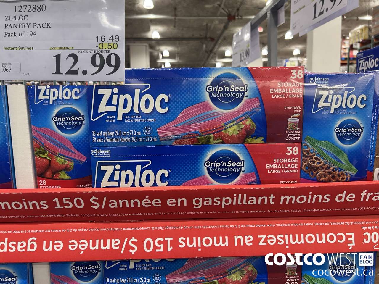 1272880 ZIPLOC PANTRY PACK Pack of 194 ($3.50 INSTANT SAVINGS EXPIRES ON 2024-08-18) $12.99