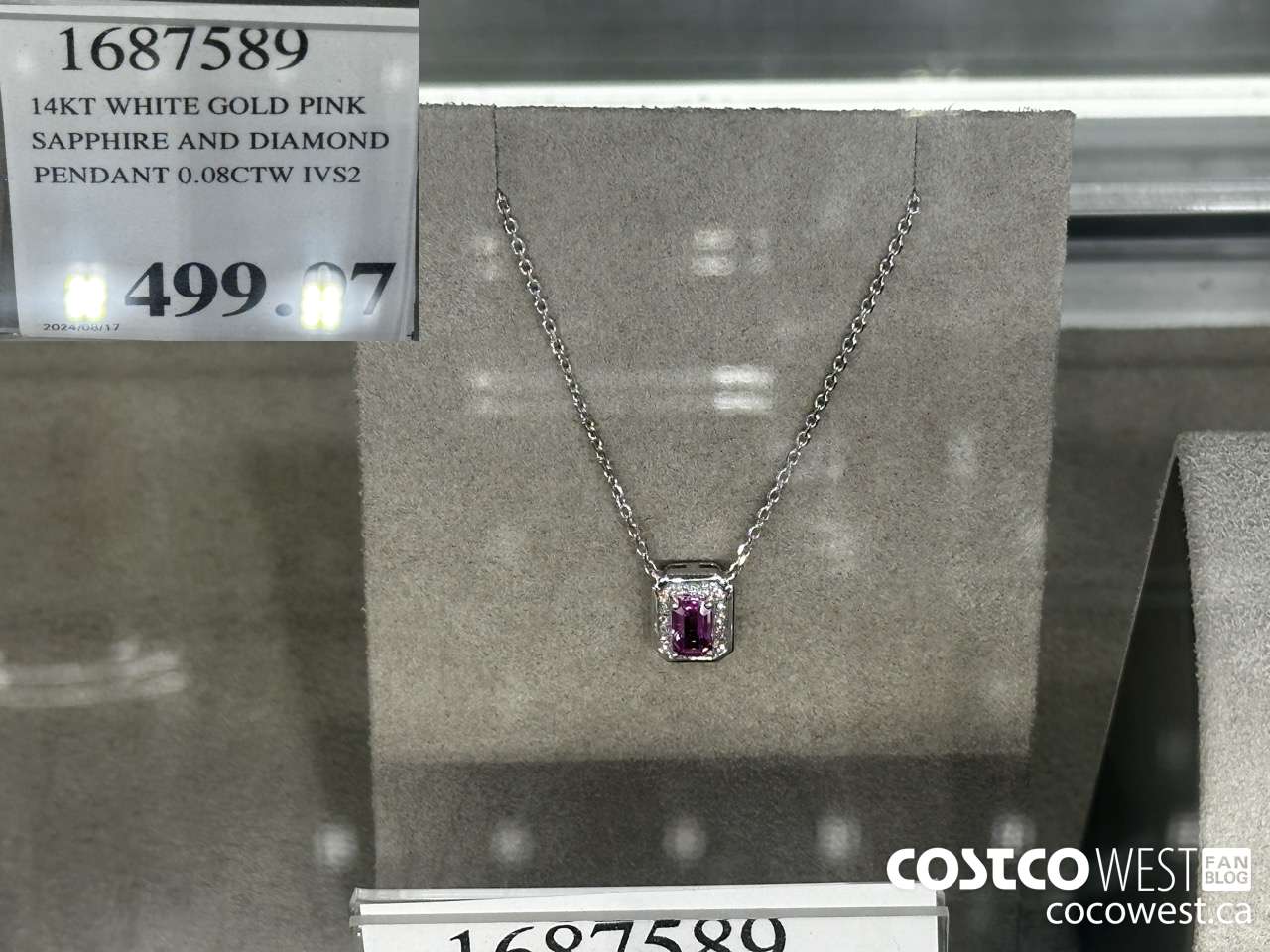 1687589 14KT WHITE GOLD PINK SAPPHIRE AND DIAMOND PENDANG 0.08CTW IVS2 $499.97