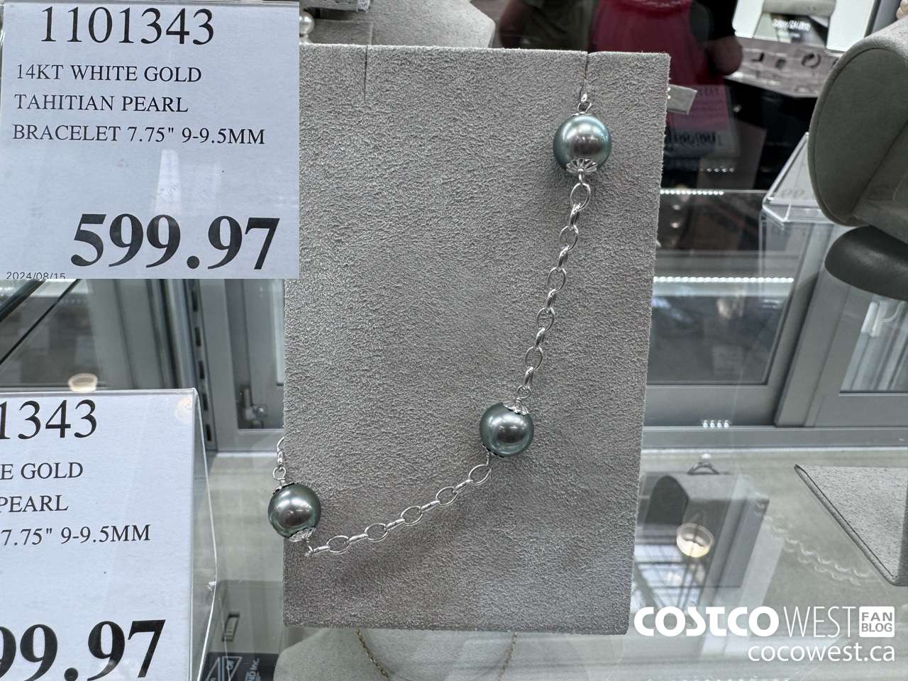 1101343 14KT WHITE GOLD TAHITIAN PEARL BRACELET 7.75