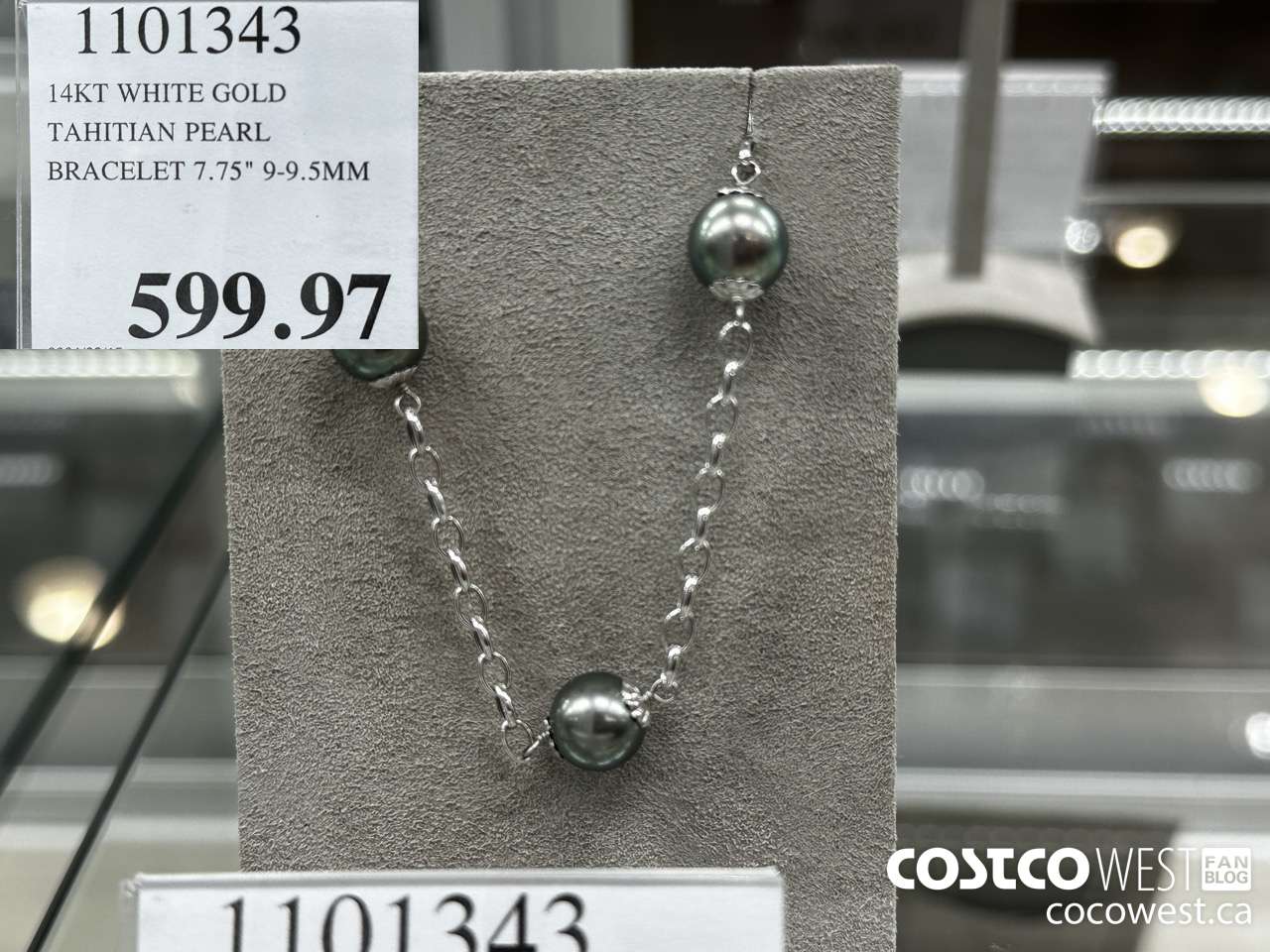 1101343 14KT WHITE GOLD TAHITIAN PEARL BRACELET 7.75