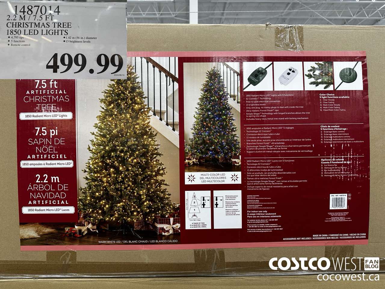 1487014 2.2M / 7.5FT CHRISTMAS TREE 1850 LED LIGHTS $499.99