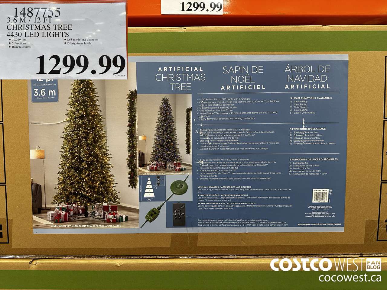 1487755 3.6 M / 12 FT CHRISTMAS TREE 4430 LED LIGHTS $1299.99