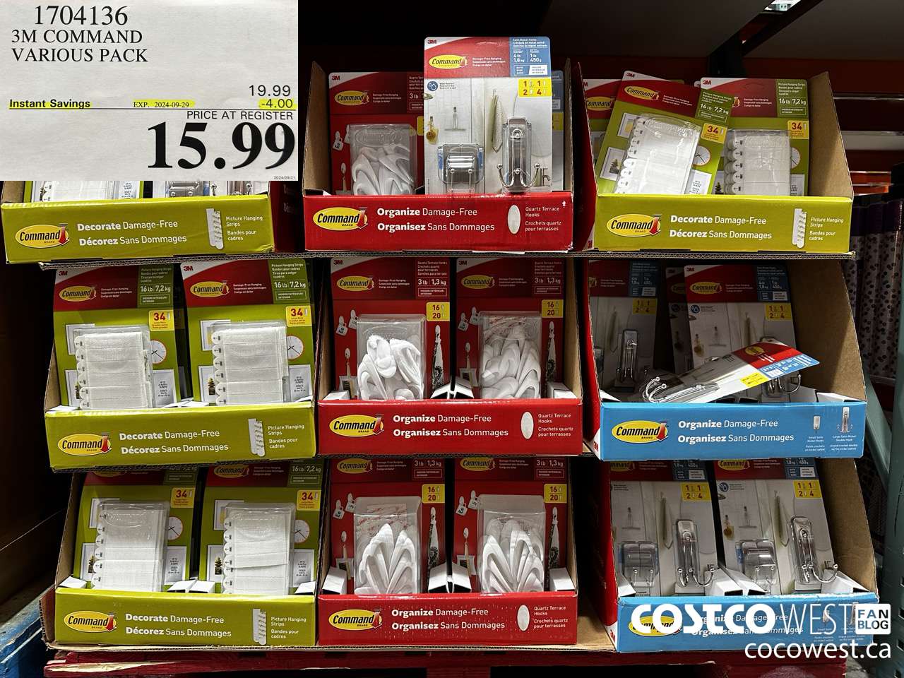 1704136 3M COMMAND VARIOUS PACK ($4.00 INSTANT SAVINGS EXPIRES ON 2024-09-29) $15.99