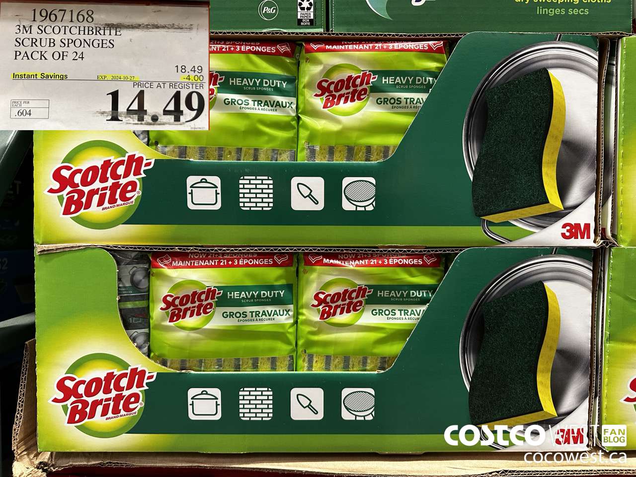 1967168 3M SCOTCHBRITE SCRUB SPONGES PACK OF 24 ($4.00 INSTANT SAVINGS EXPIRES ON 2024-10-27) $14.49