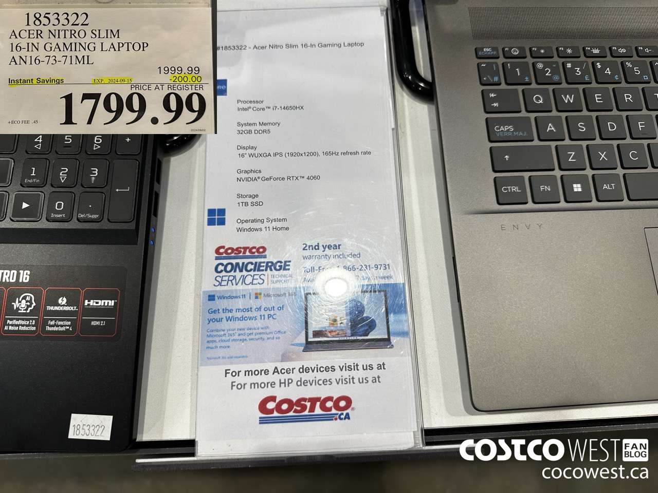 1853322 ACER NITRO SLIM 16IN GAMING LAPTOP AN16-73-71ML ($200.00 INSTANT SAVINGS EXPIRES ON 2024-09-15) $1799.99