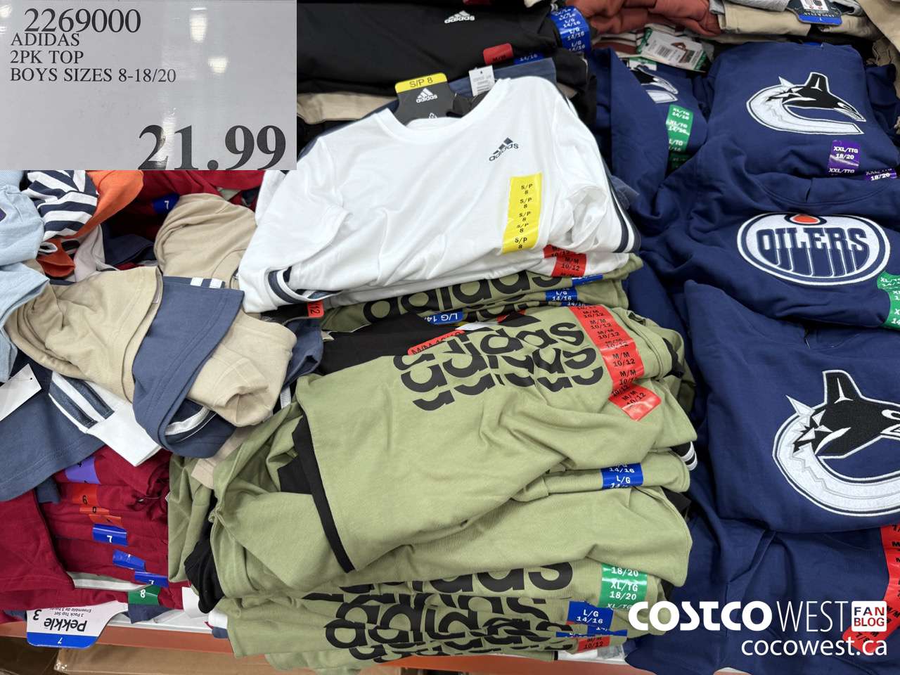 2269000 ADIDAS 2PK TOP BOYS SIZES 8-18/20 $21.99