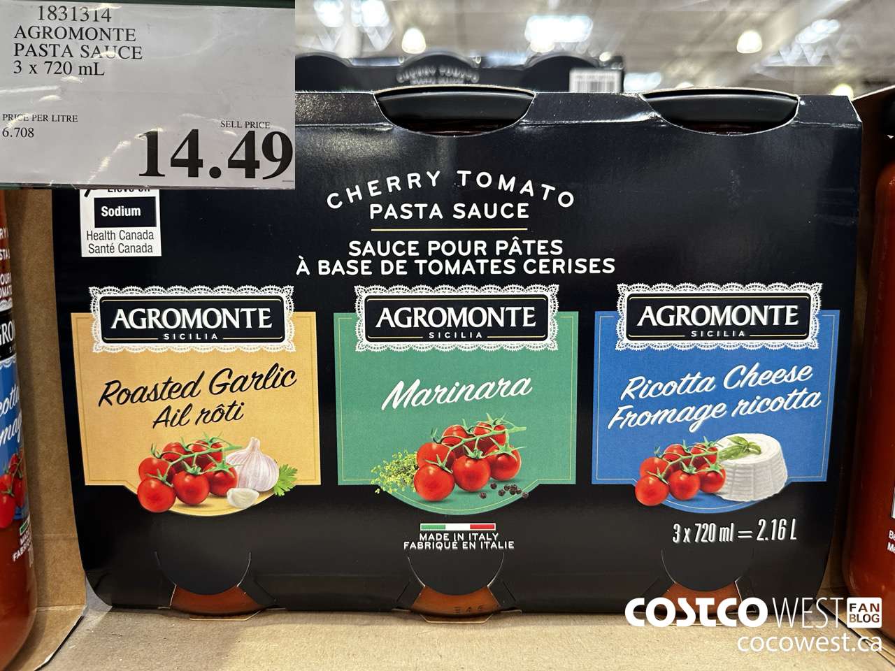 1831314 AGROMONTE PASTA SAUCE 3 X 720ML $14.49