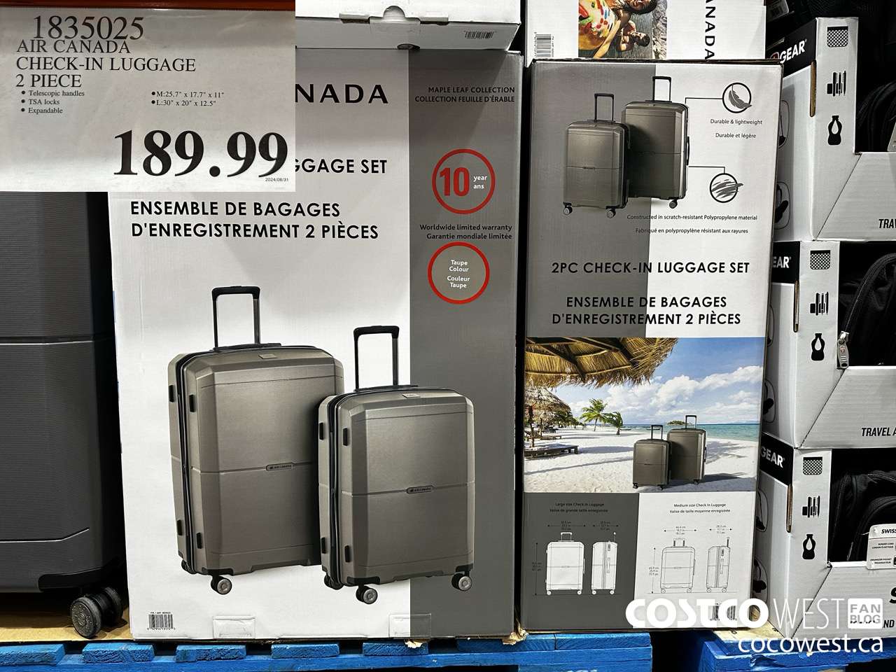1835025 AIR CANADA CHECK-IN LUGGAGE 2 PIECES $189.99