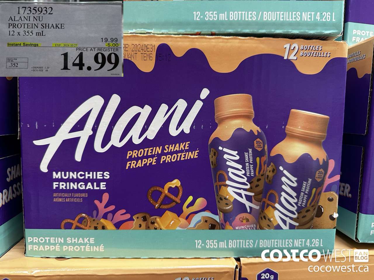 1735932 ALANI NU PROTEIN SHAKE 12 X 355ML ($5.00 INSTANT SAVINGS EXPIRES ON 2024-10-27) $14.99