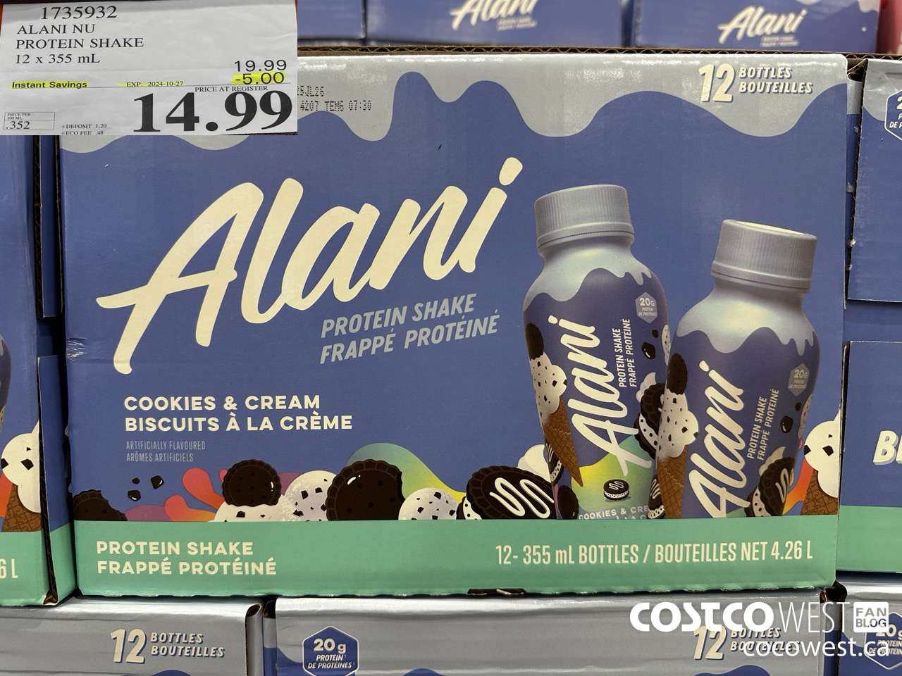 1735932 ALANI NU PROTEIN SHAKE 12 X 355ML ($5.00 INSTANT SAVINGS EXPIRES ON 2024-10-27) $14.99