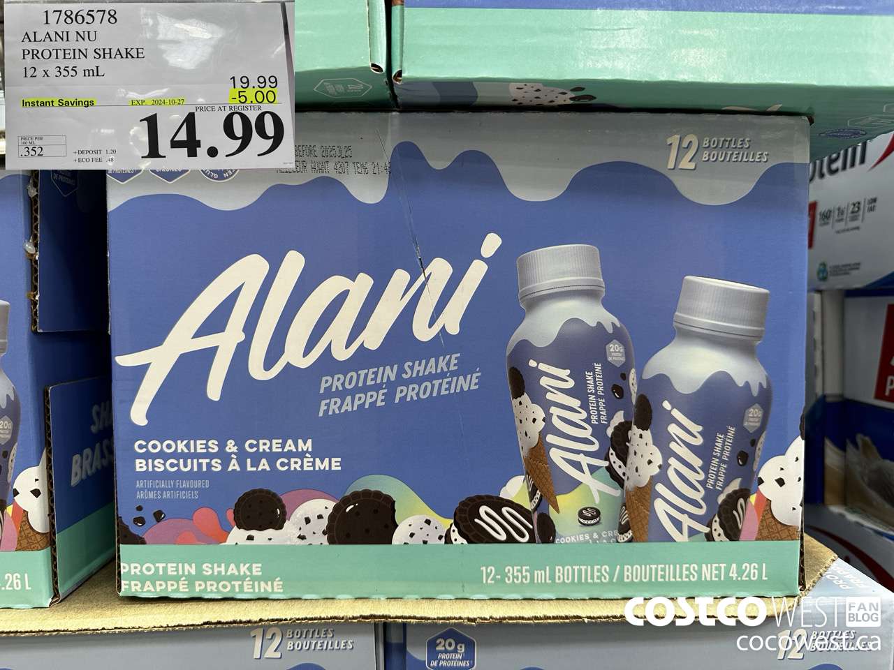 1786578 ALANI NU PROTEIN SHAKE 12 x 355 mL ($5.00 INSTANT SAVINGS EXPIRES ON 2024-10-27) $14.99