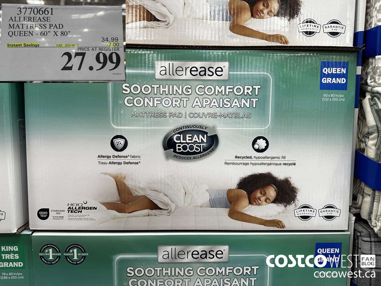 3770661 ALLEREASE MATTRESS PAD QUEEN 60